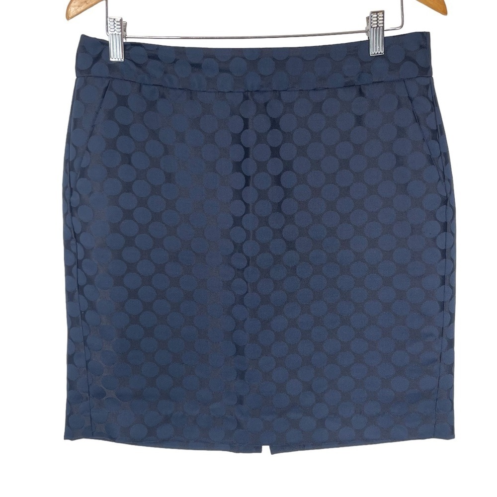 Banana Republic Women's Blue Polka Dot Embossed Skirt Size 10 Business Chiccore